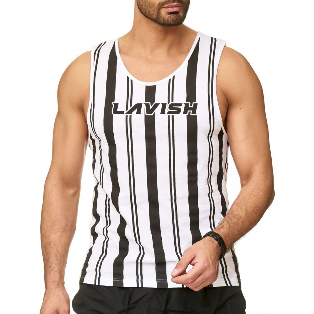 Red Bridge Mens Tank Top T-Shirt Vertical Stripes Summer Vibes