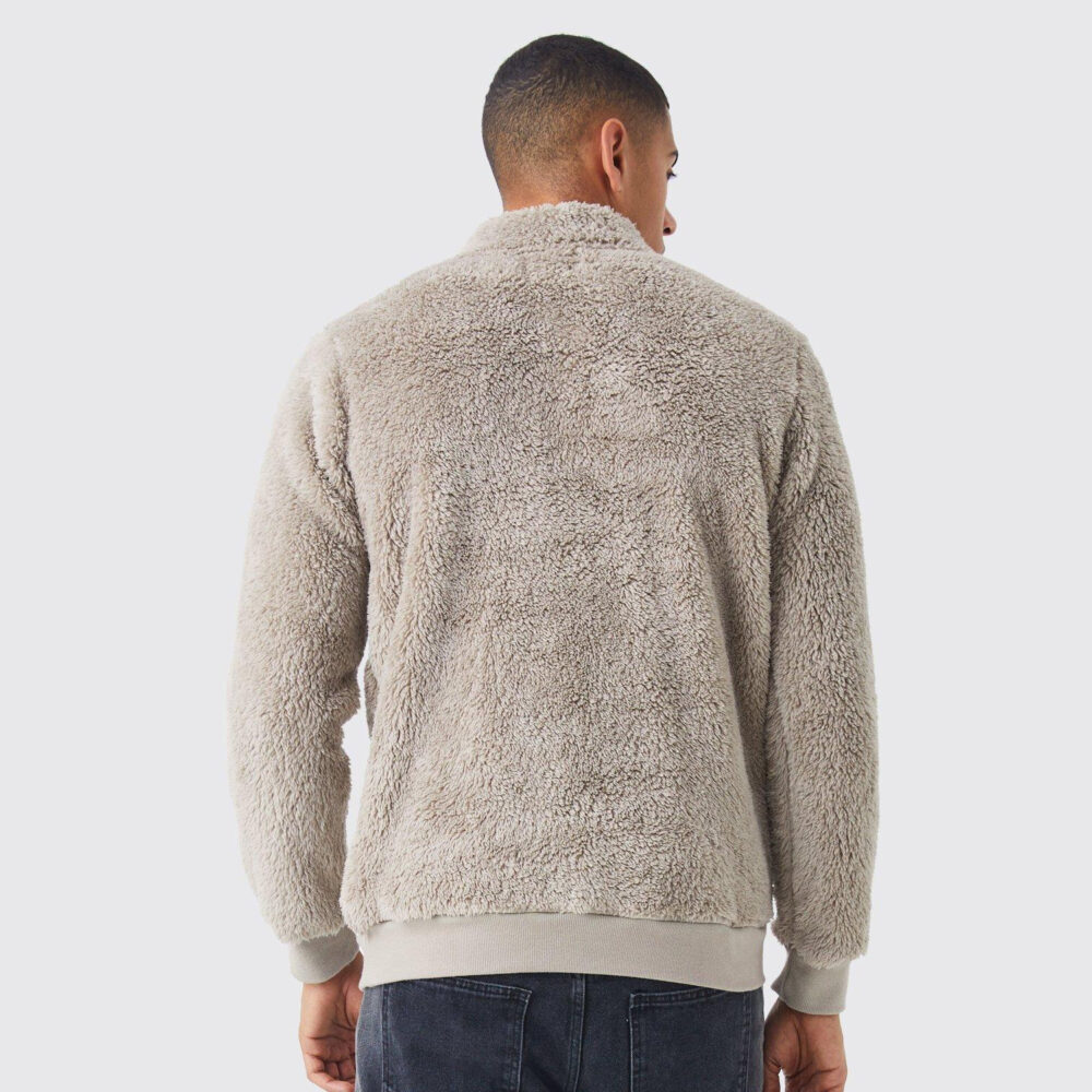 Borg Funnel Neck Man Embroidery Sweatshirt