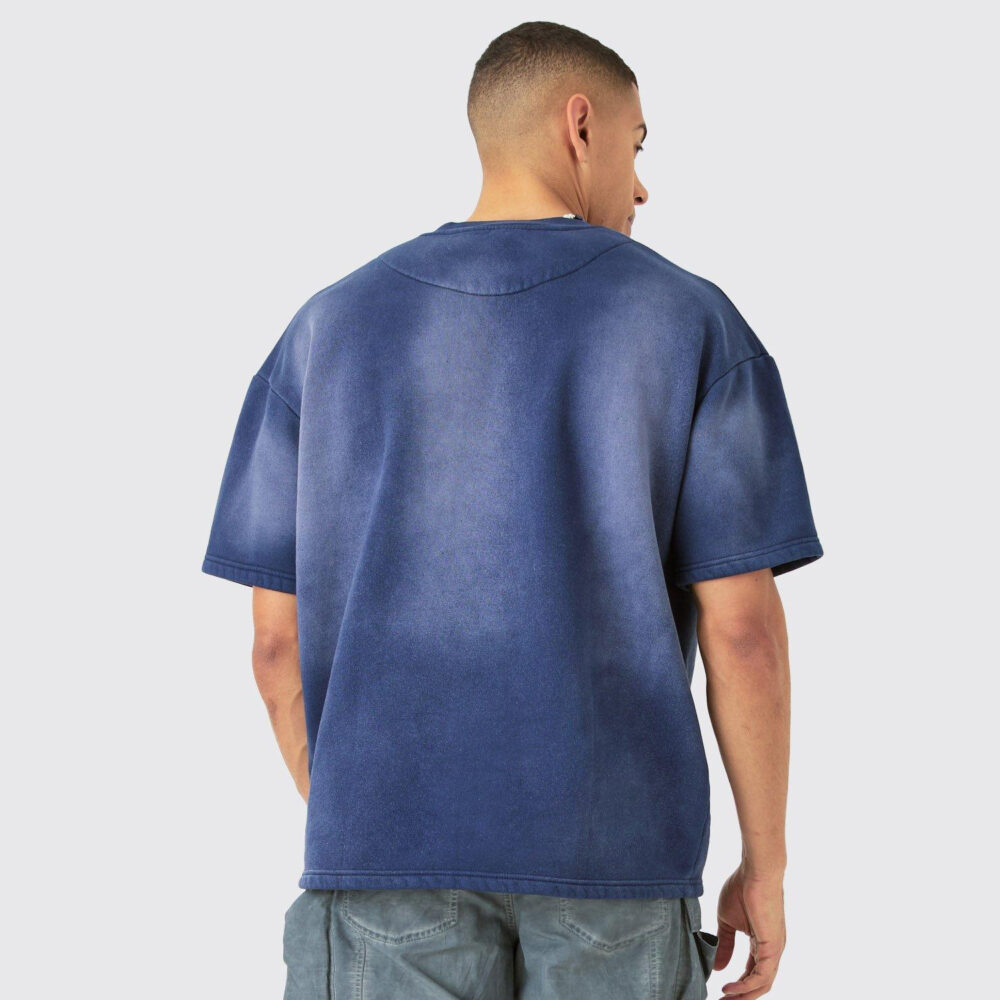 Man Oversized Half Sleeve Sun Bleach Sweatshirt