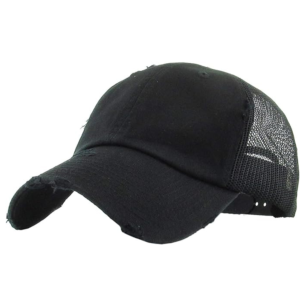 Customized Trucker Hats (Black with Distressed)