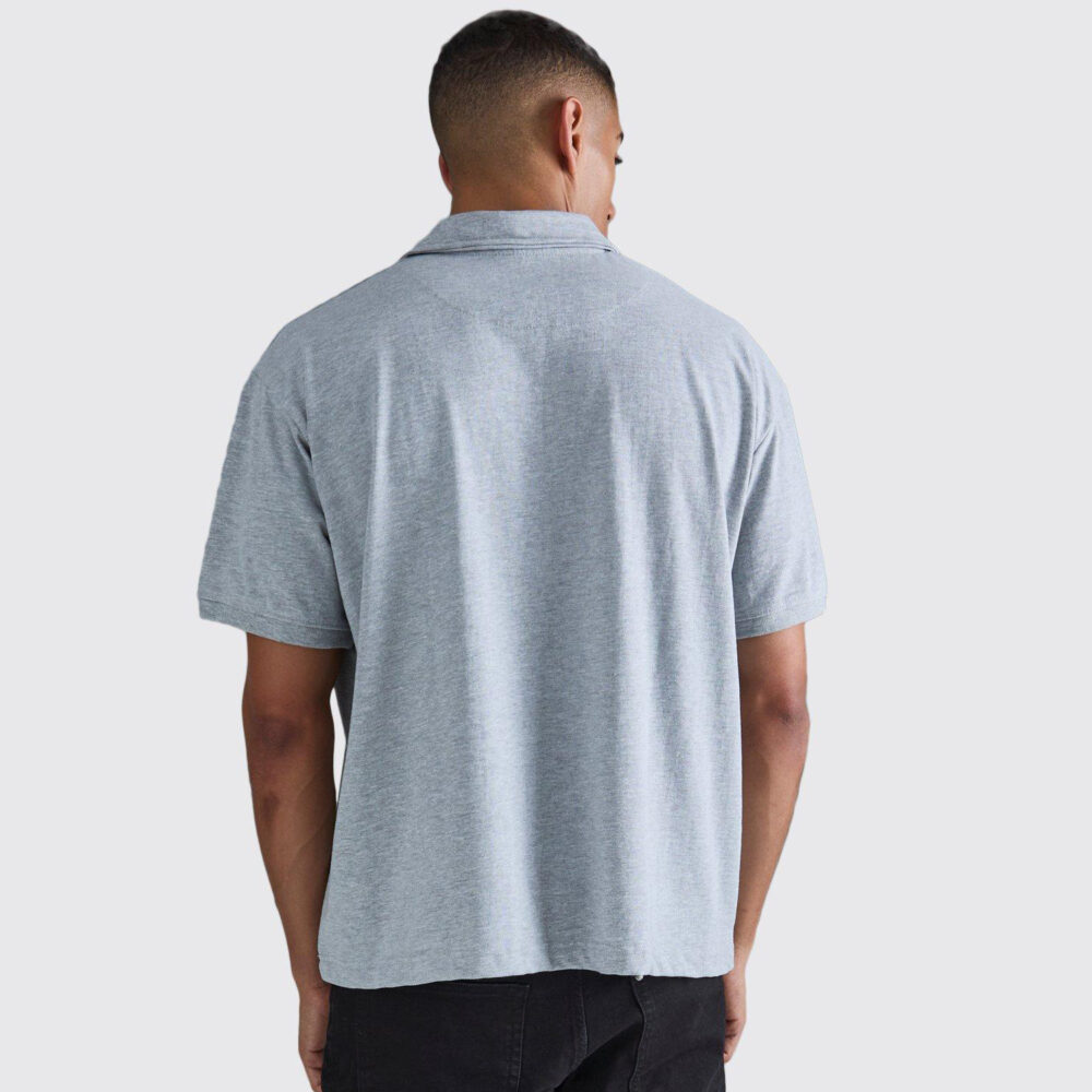 Oversized Heavy Carded Button Up Polo