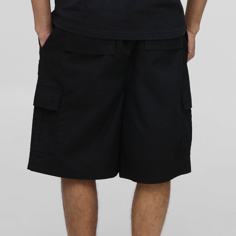 Washed Camo Fixed Waist Relaxed Cargo Shorts