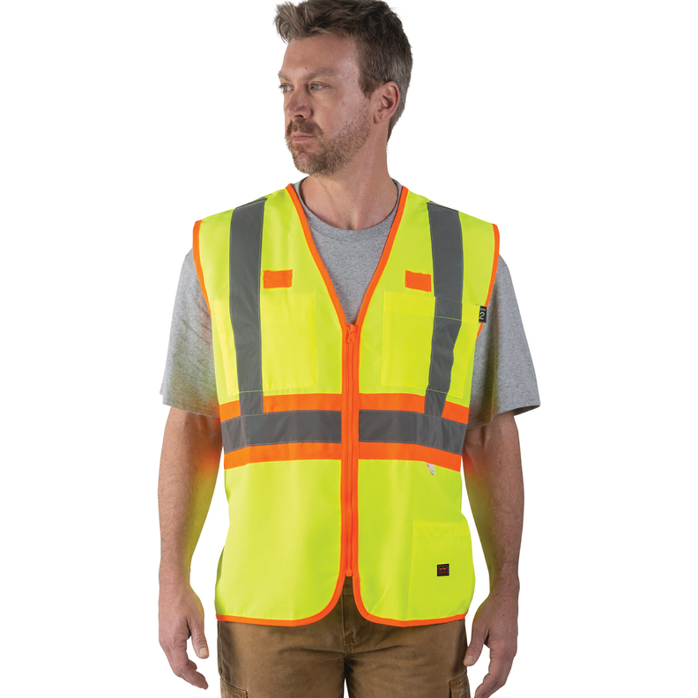 Reflective Safety Vest Orange Mesh, High Visibility Vest with Pockets and Zipper