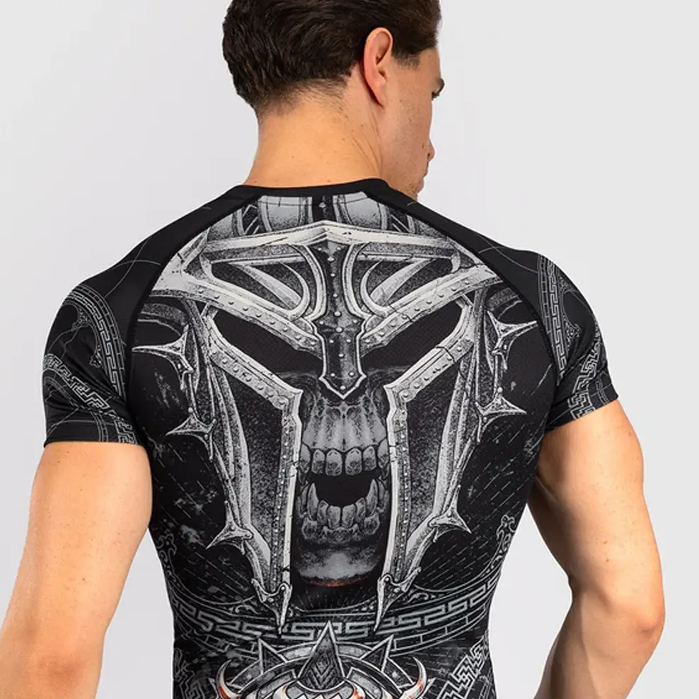 Short Sleeves Rash Guard Black White