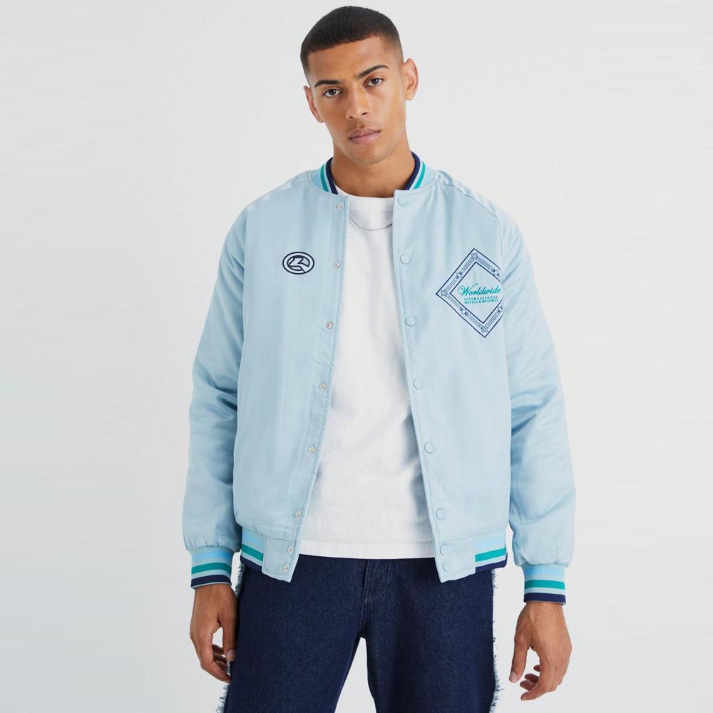 Oversized Collared Printed Bomber