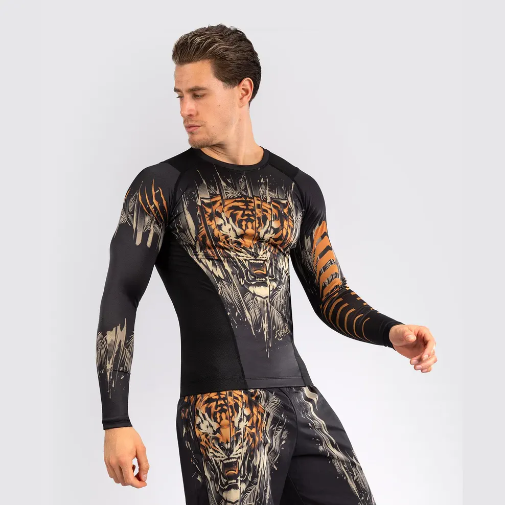 Short Sleeves Rash Guard Black White